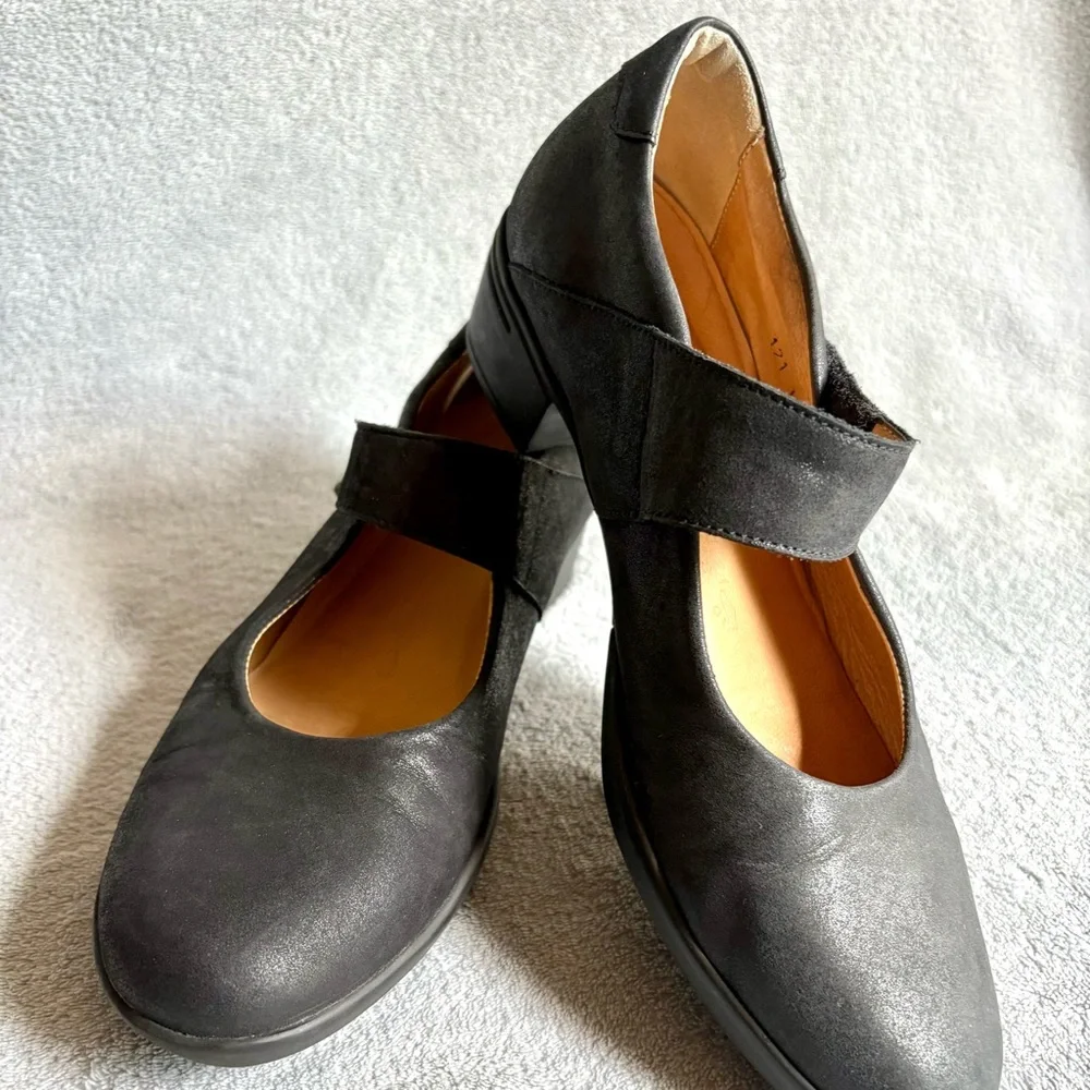 Hartjes black leather Mary Jane comfort‎ heels